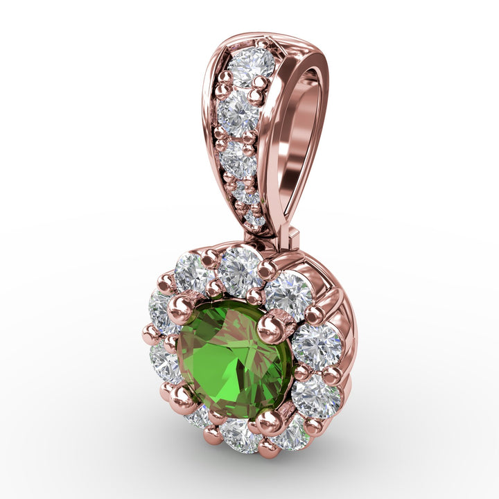 Halo Emerald and Diamond Pendant
