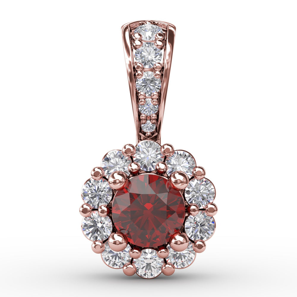 Halo Ruby and Diamond Pendant