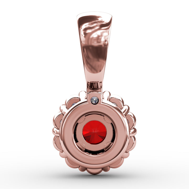 Halo Ruby and Diamond Pendant