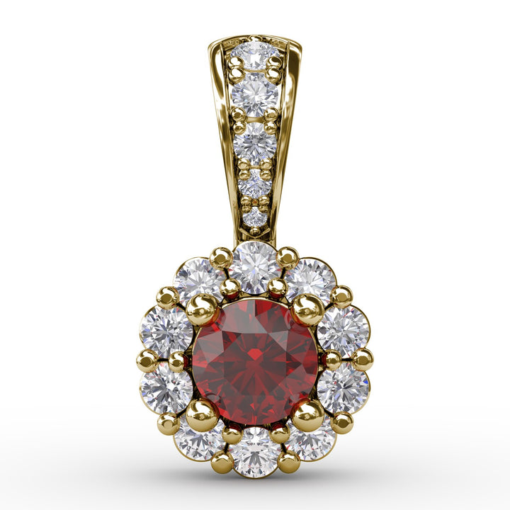 Halo Ruby and Diamond Pendant