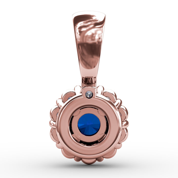 Halo Sapphire and Diamond Pendant