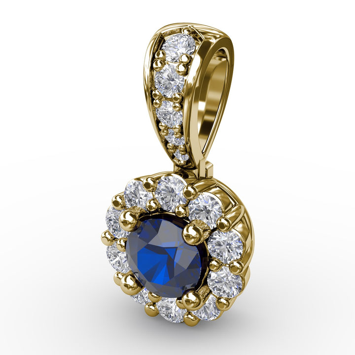 Halo Sapphire and Diamond Pendant