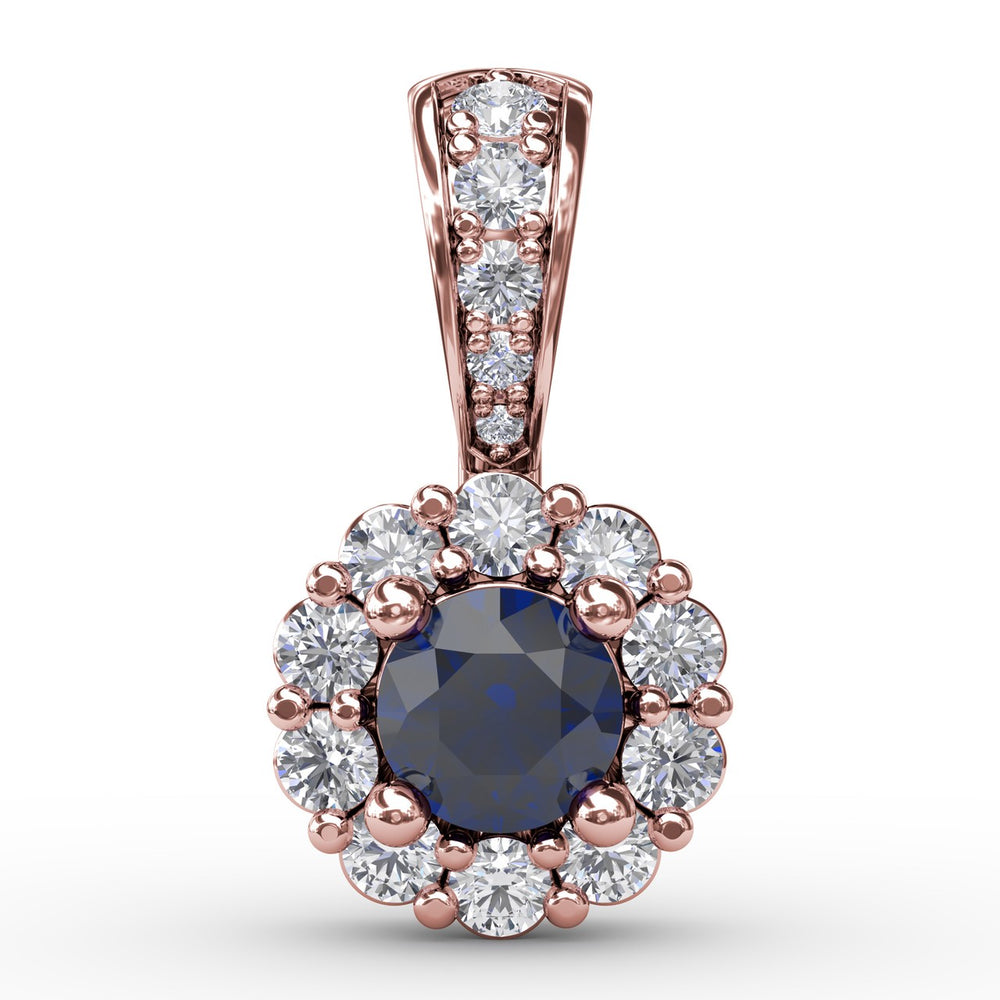 Halo Sapphire and Diamond Pendant