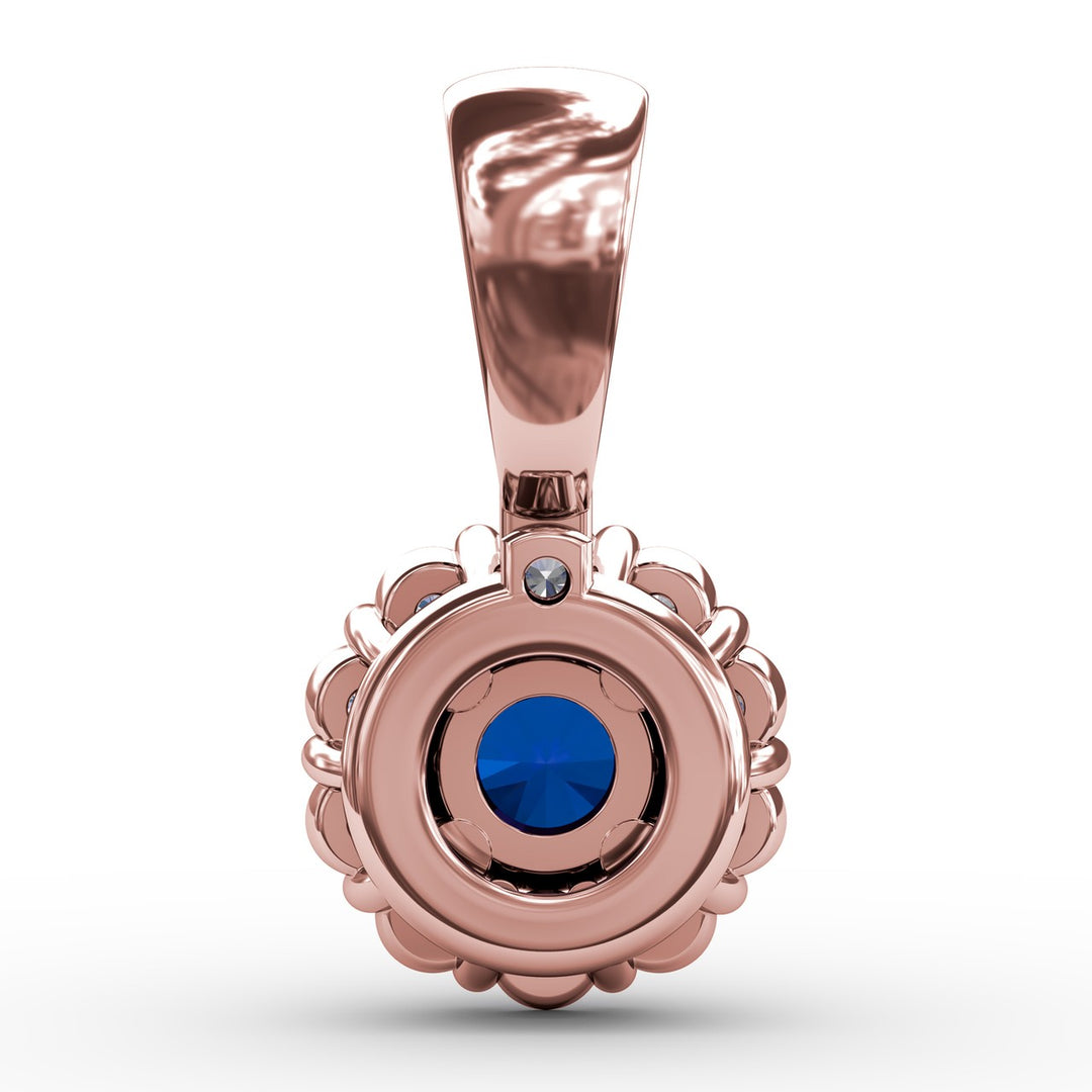 Halo Sapphire and Diamond Pendant