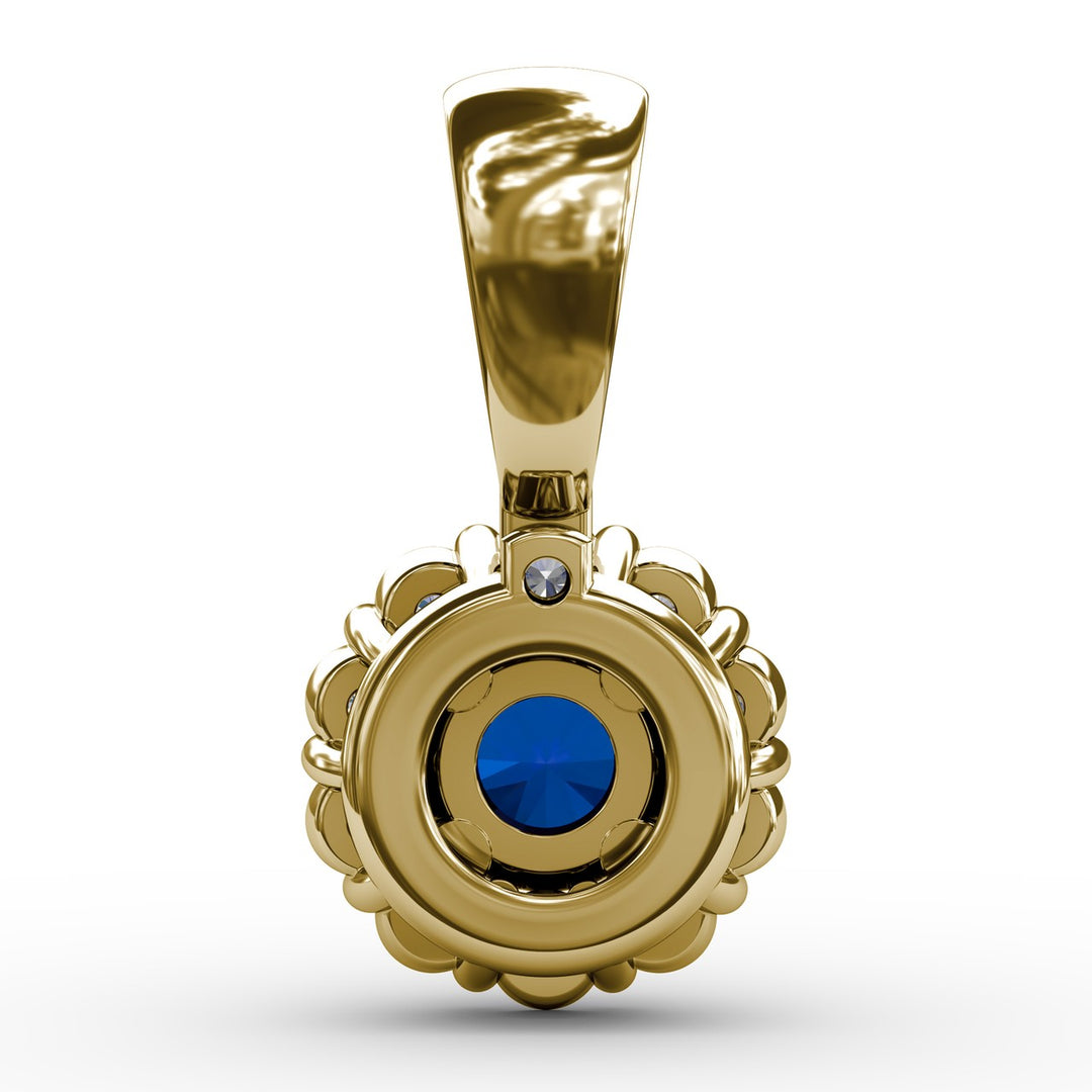 Halo Sapphire and Diamond Pendant