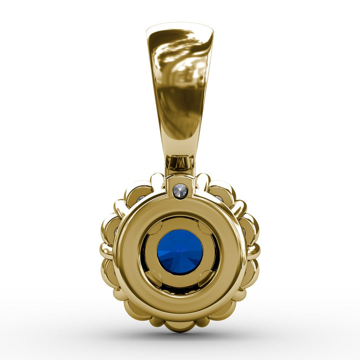Halo Sapphire and Diamond Pendant