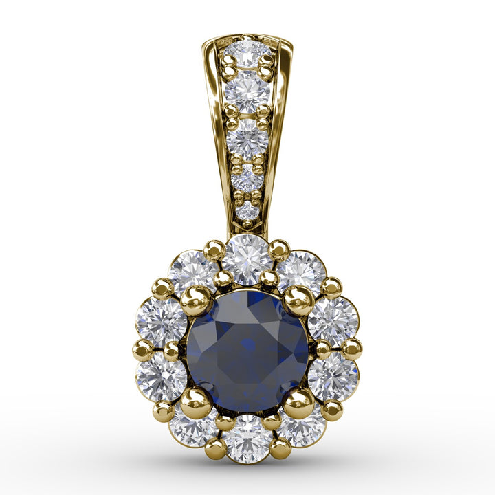 Halo Sapphire and Diamond Pendant