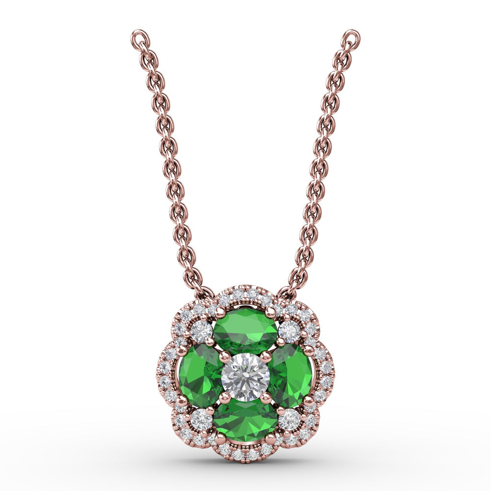 Love in Bloom Emerald and Diamond Pendant