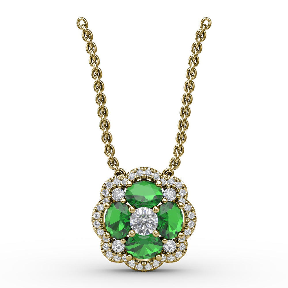 Love in Bloom Emerald and Diamond Pendant