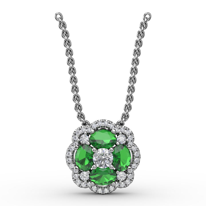 Love in Bloom Emerald and Diamond Pendant