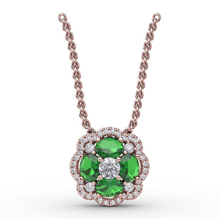 Love in Bloom Emerald and Diamond Pendant
