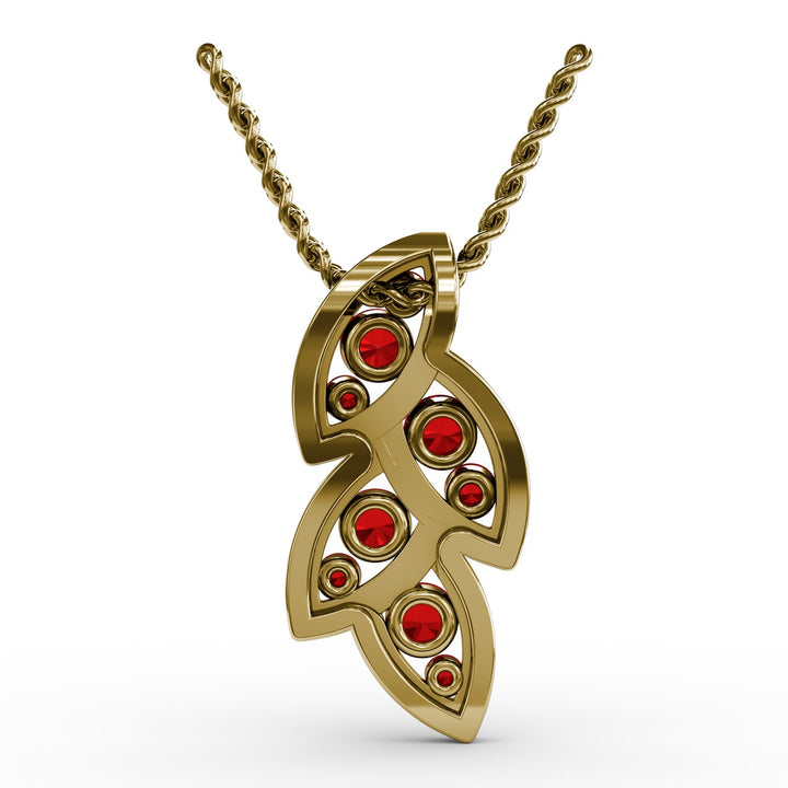 Glam Galore Ruby and Diamond Leaf Pendant