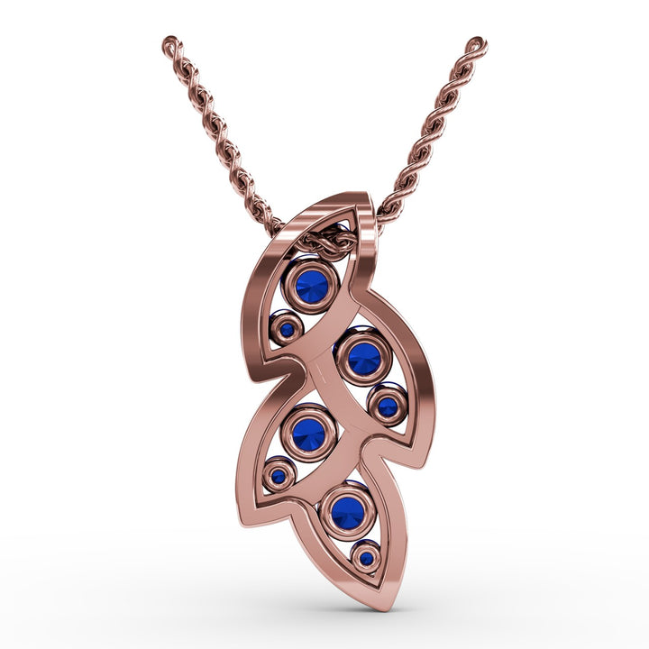 Glam Galore Sapphire and Diamond Leaf Pendant