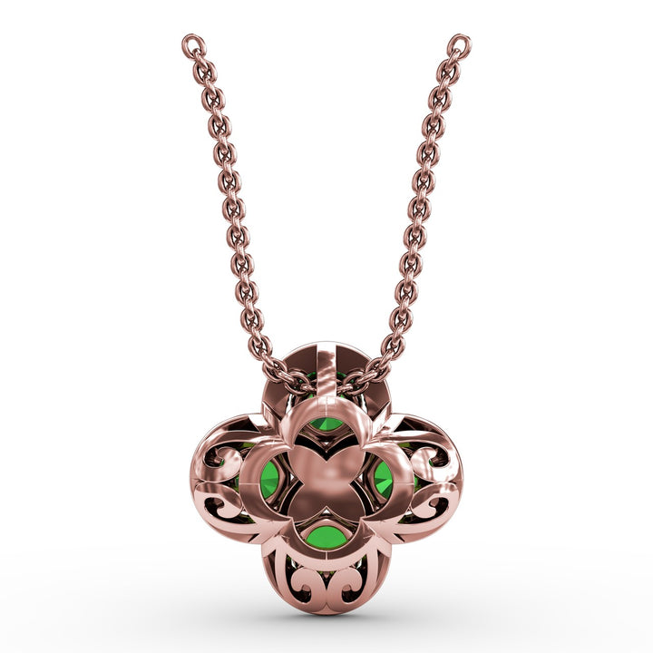 Flower Emerald and Diamond Pendant