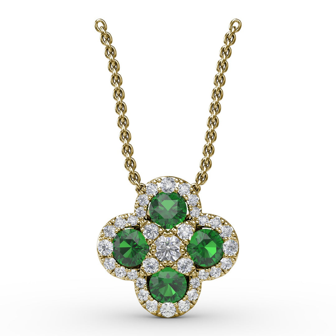 Flower Emerald and Diamond Pendant