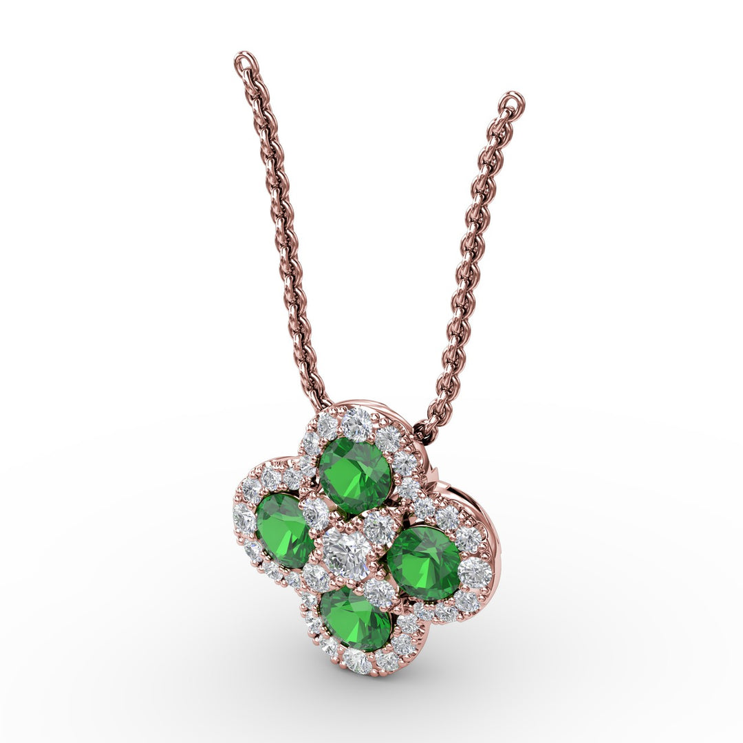 Flower Emerald and Diamond Pendant