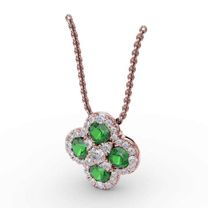 Flower Emerald and Diamond Pendant