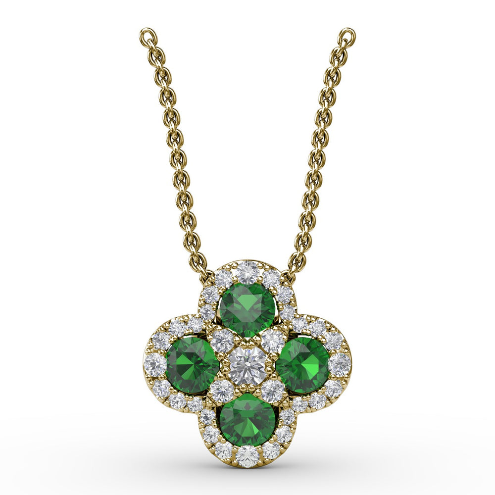 Flower Emerald and Diamond Pendant