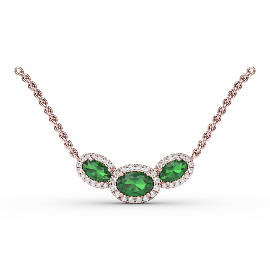Three Stone Oval Pendant