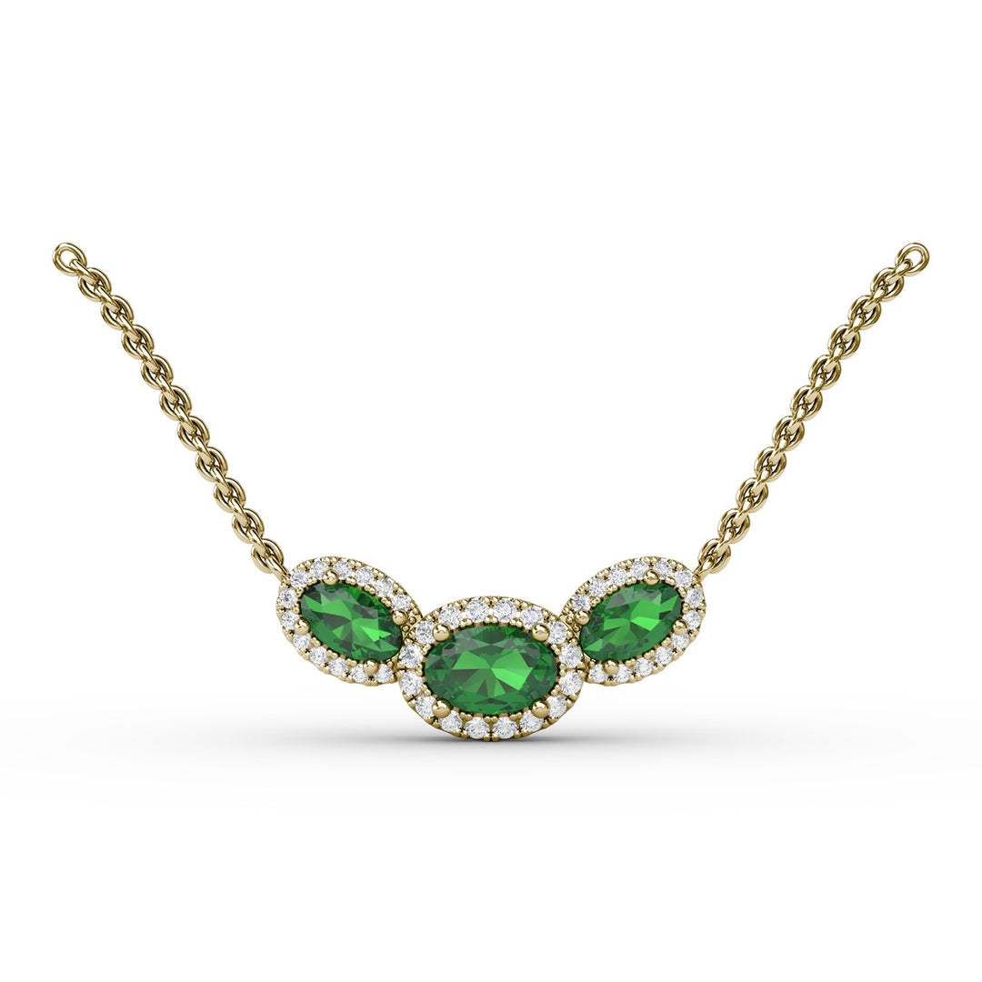 Three Stone Oval Pendant