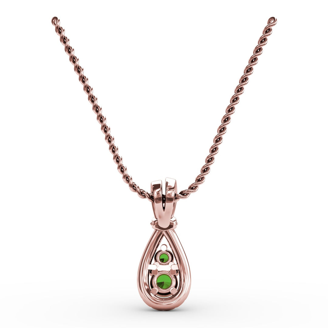 Teardrop Emerald and Diamond Pendant