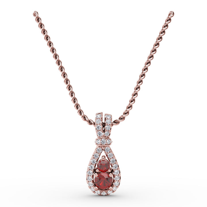 Teardrop Ruby and Diamond Pendant