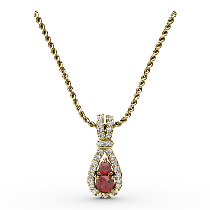 Teardrop Ruby and Diamond Pendant