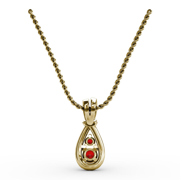 Teardrop Ruby and Diamond Pendant