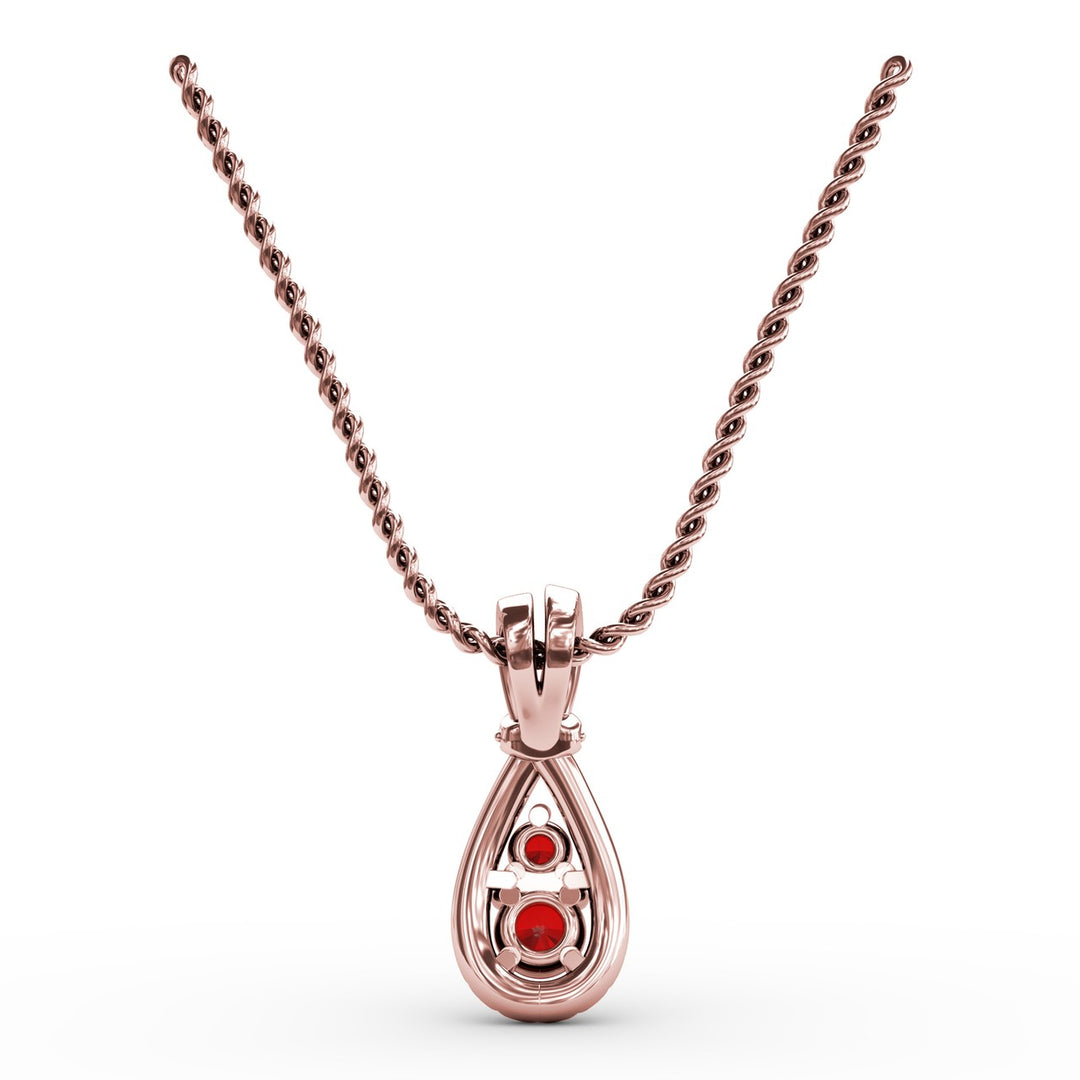 Teardrop Ruby and Diamond Pendant