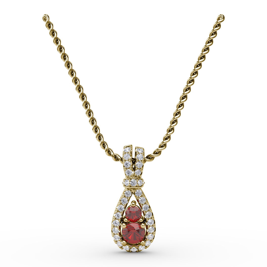 Teardrop Ruby and Diamond Pendant