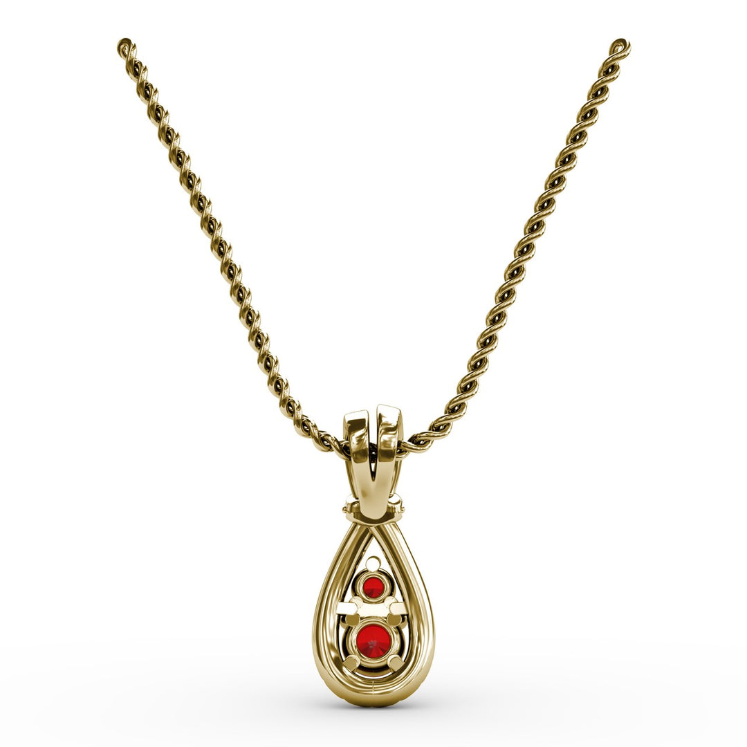 Teardrop Ruby and Diamond Pendant
