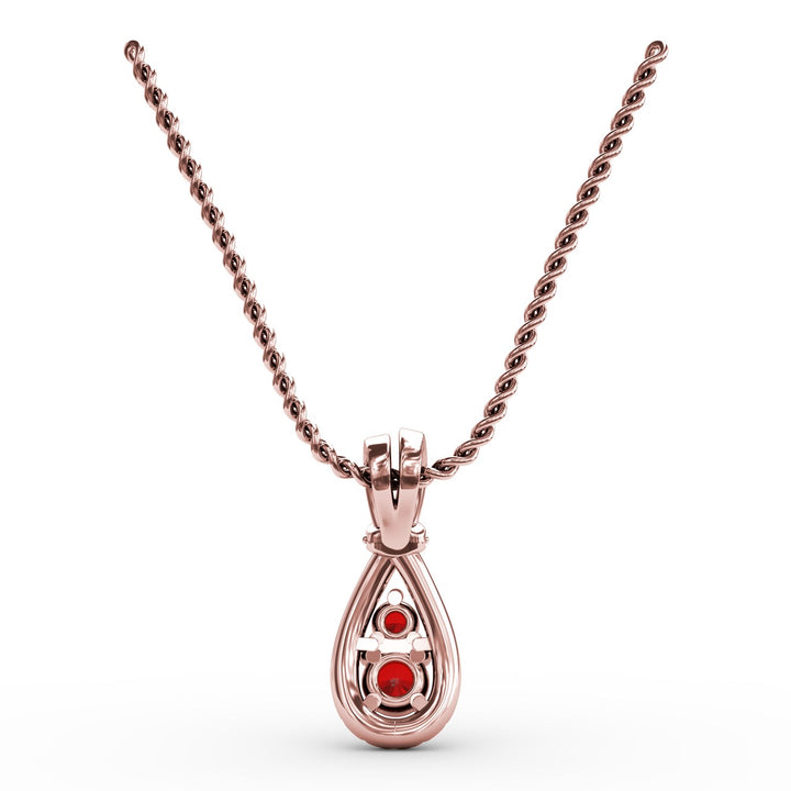 Teardrop Ruby and Diamond Pendant