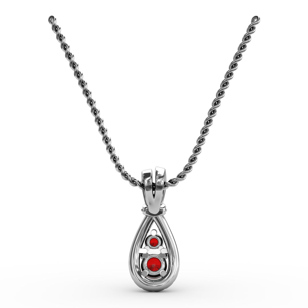Teardrop Ruby and Diamond Pendant