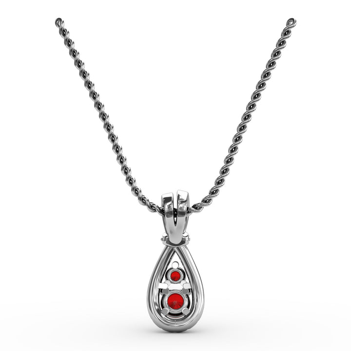 Teardrop Ruby and Diamond Pendant