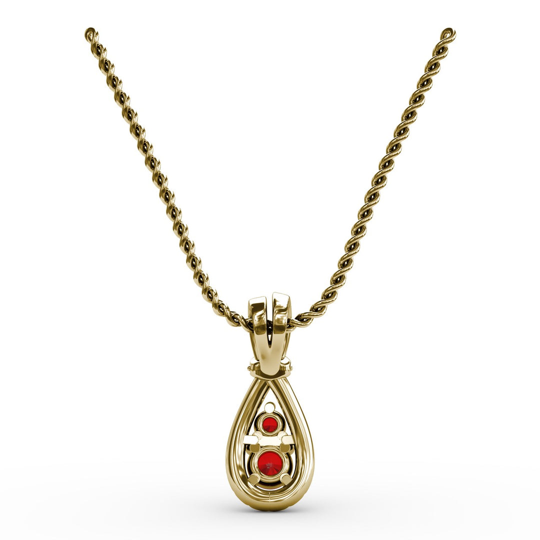 Teardrop Ruby and Diamond Pendant