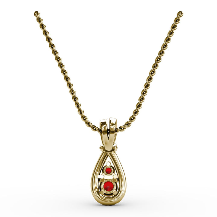 Teardrop Ruby and Diamond Pendant