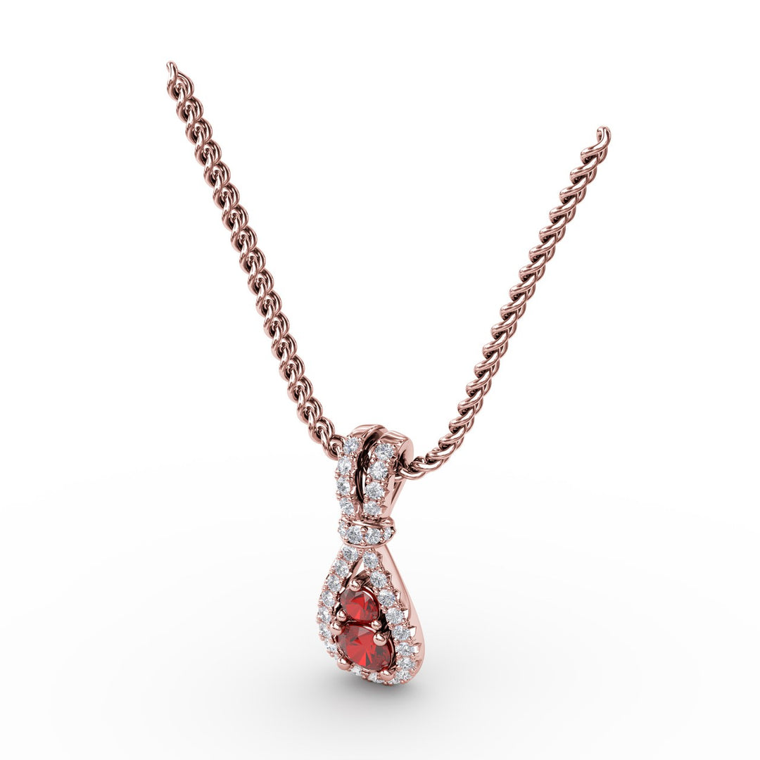 Teardrop Ruby and Diamond Pendant