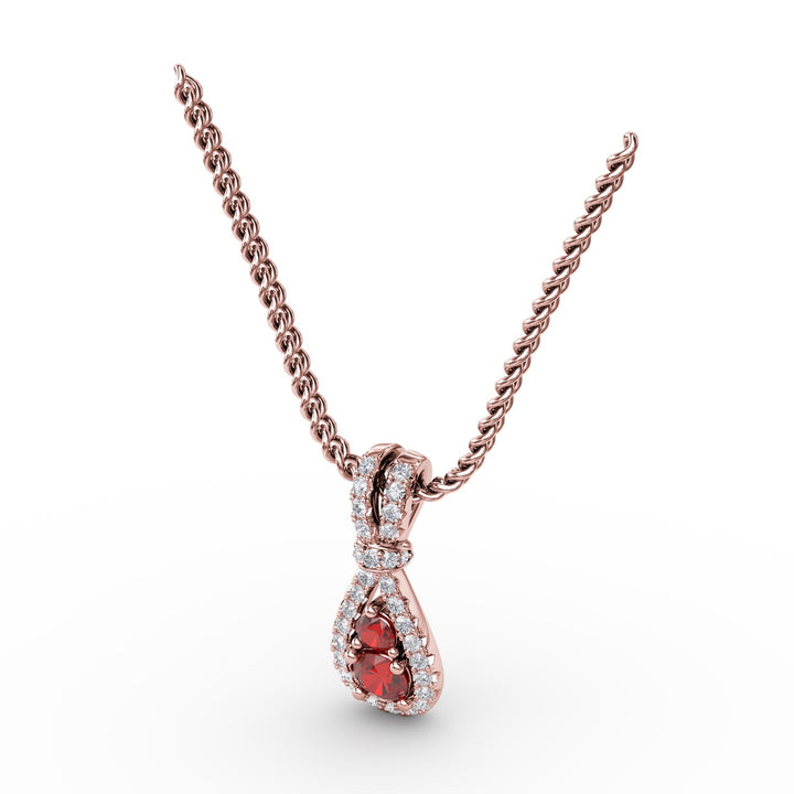 Teardrop Ruby and Diamond Pendant