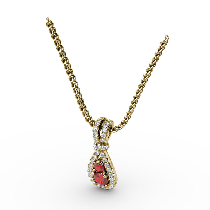 Teardrop Ruby and Diamond Pendant