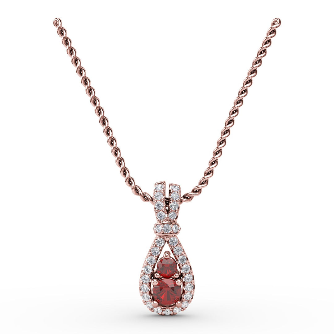 Teardrop Ruby and Diamond Pendant