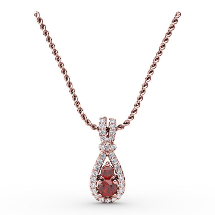 Teardrop Ruby and Diamond Pendant