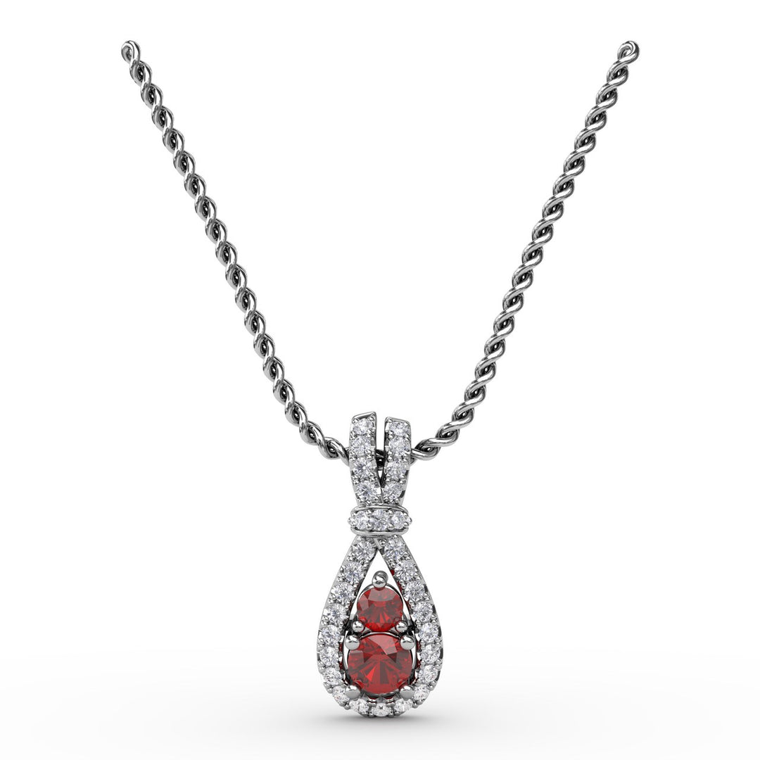 Teardrop Ruby and Diamond Pendant