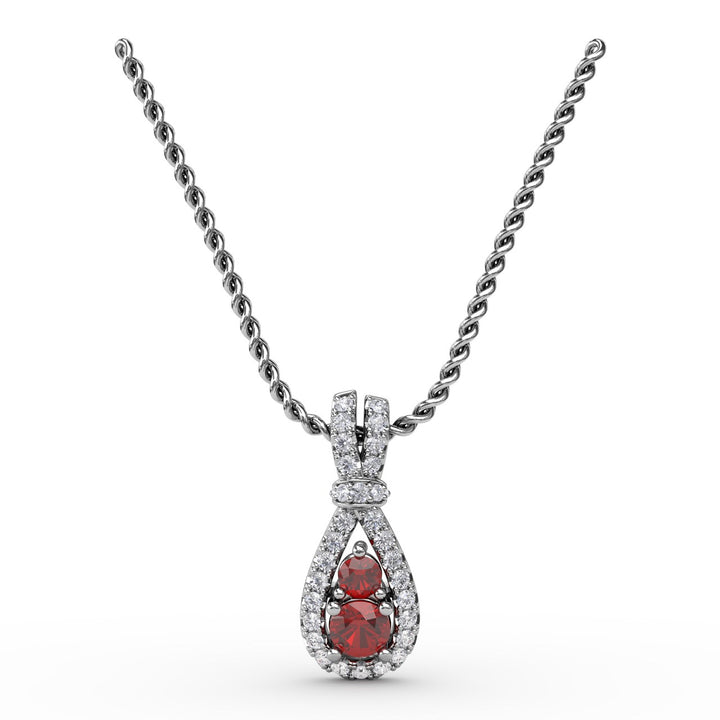 Teardrop Ruby and Diamond Pendant