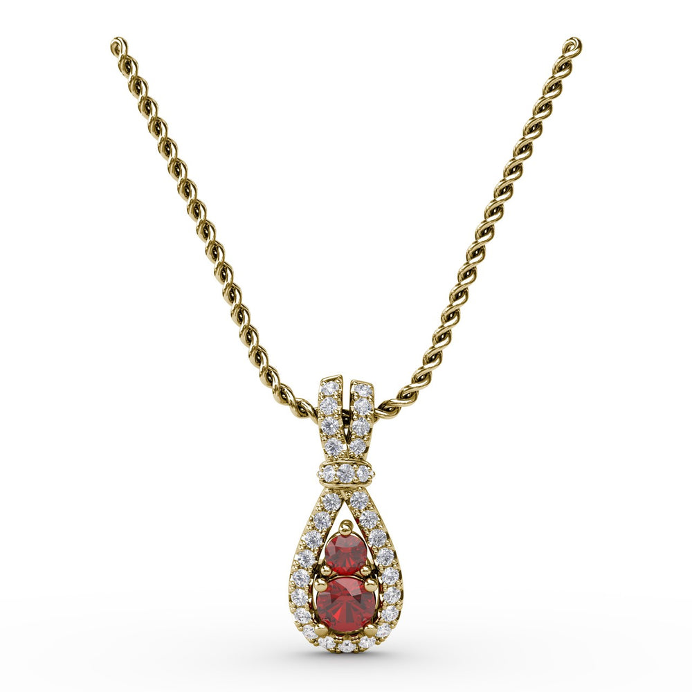 Teardrop Ruby and Diamond Pendant