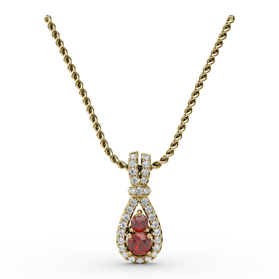 Teardrop Ruby and Diamond Pendant