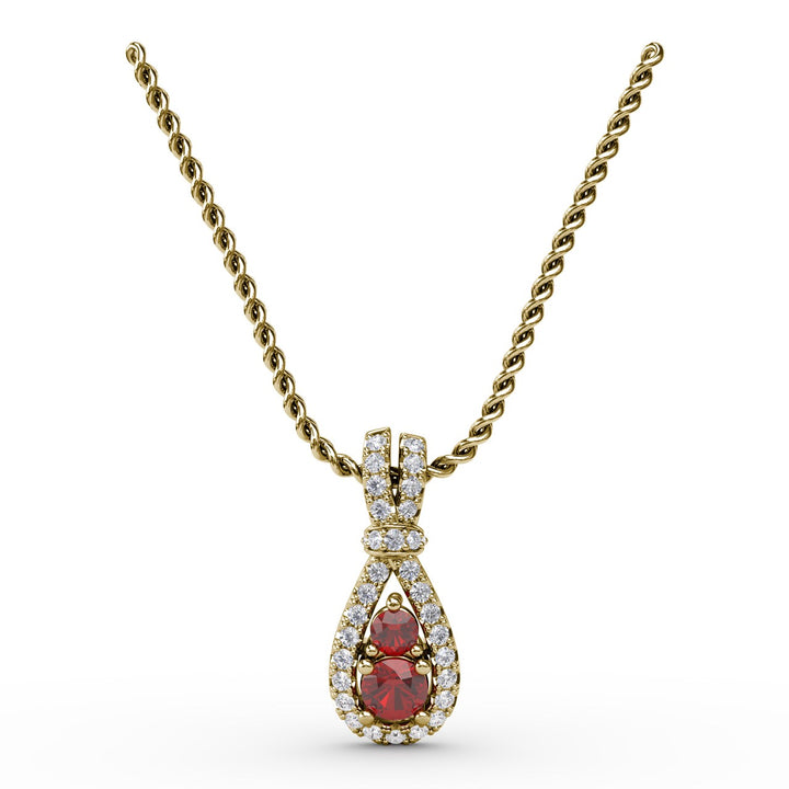 Teardrop Ruby and Diamond Pendant