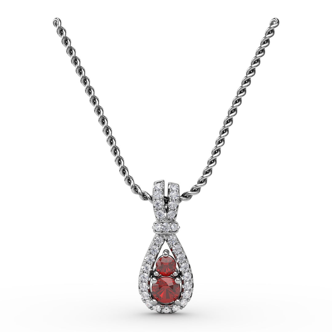 Teardrop Ruby and Diamond Pendant