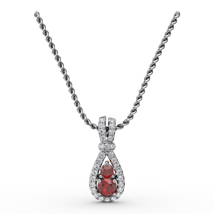 Teardrop Ruby and Diamond Pendant