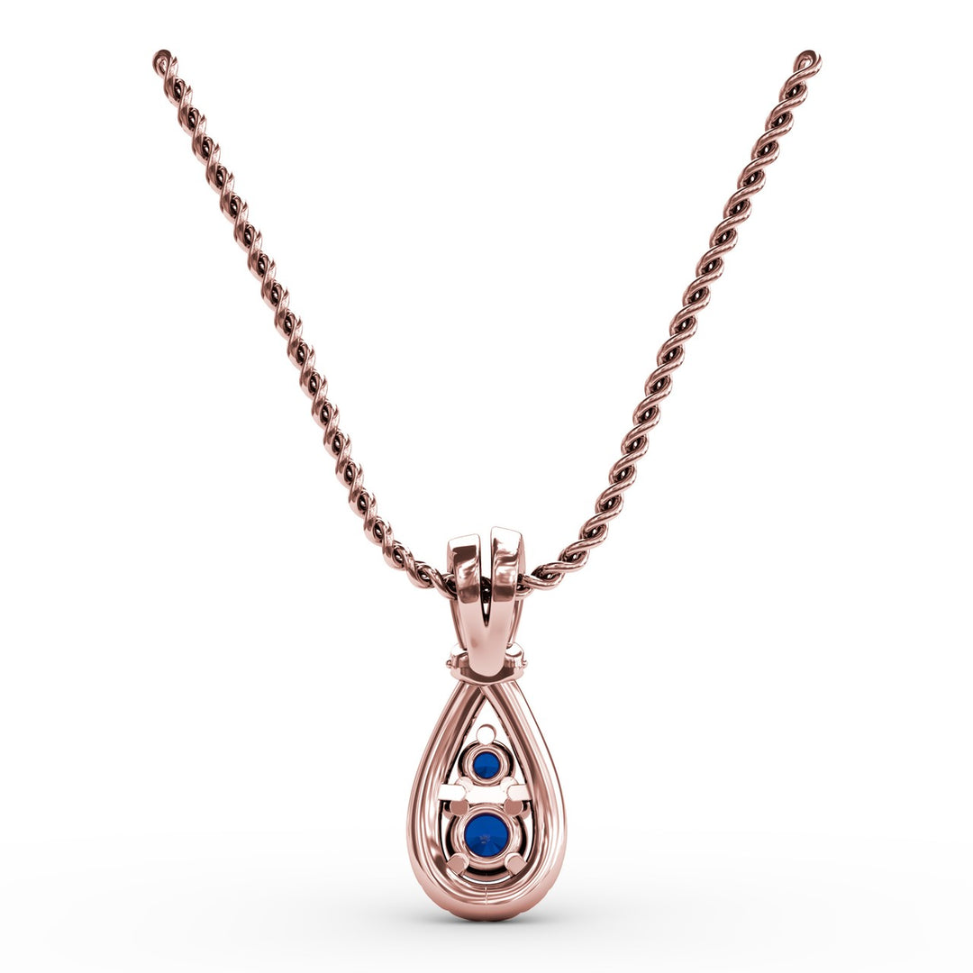 Teardrop Sapphire and Diamond Pendant
