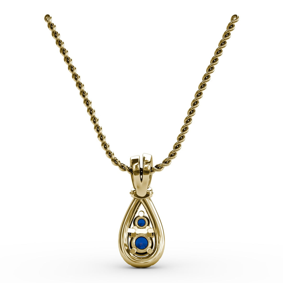 Teardrop Sapphire and Diamond Pendant